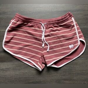 Ivory Ella Womens Maroon Striped Sweat Shorts Organic Cotton Blend Size Medium
